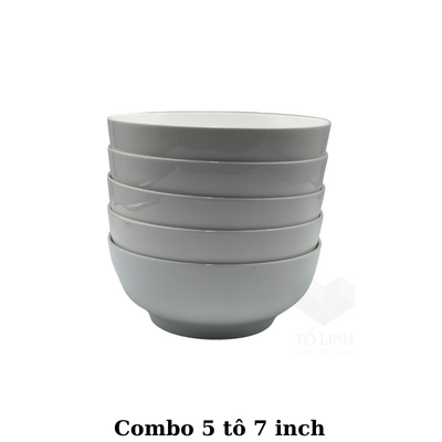 Combo 6 tô phở sứ trắng Hàn Quốc 18cm,combo 6 tô gốm sứ trắng Hàng Quốc 7 inch