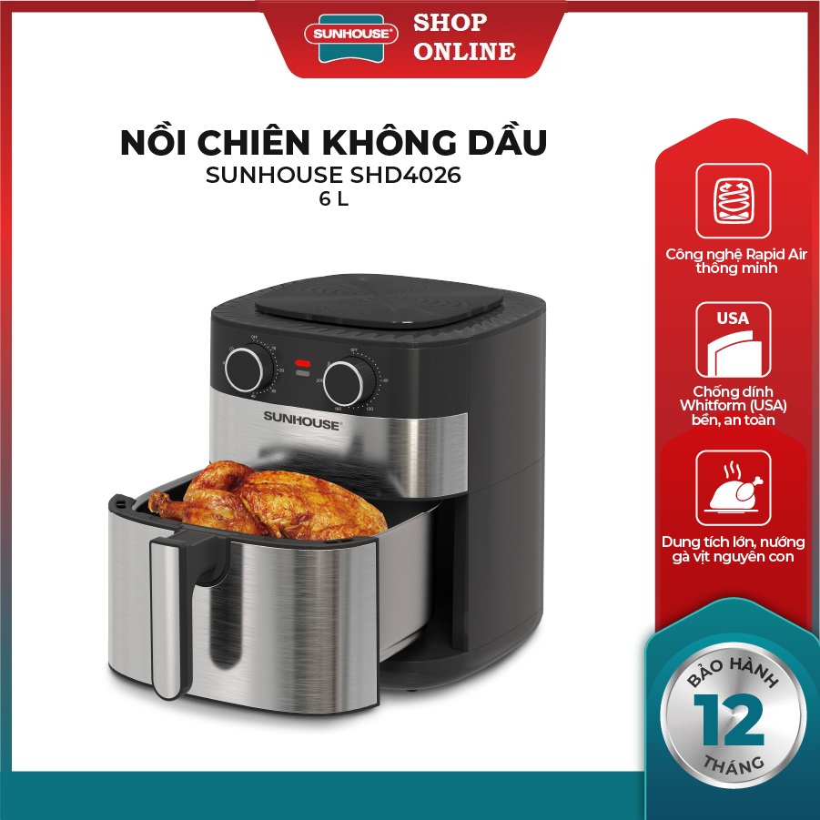 Nồi chiên không dầu sunhouse 6l shd4026