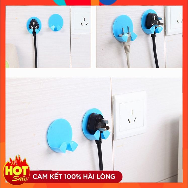 SET 2 núm treo phích cắm điện dán tường bằng nhựa nhiều màu
