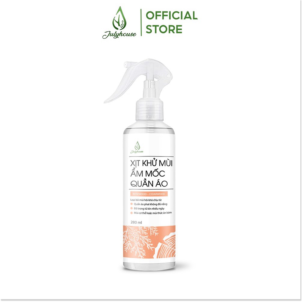 Bình xịt tinh dầu khử mùi ẩm mốc hương tinh dầu Tuyết Tùng 280ml JULYHOUSE dành cho tủ đồ mùi thơm thư giãn dễ chịu