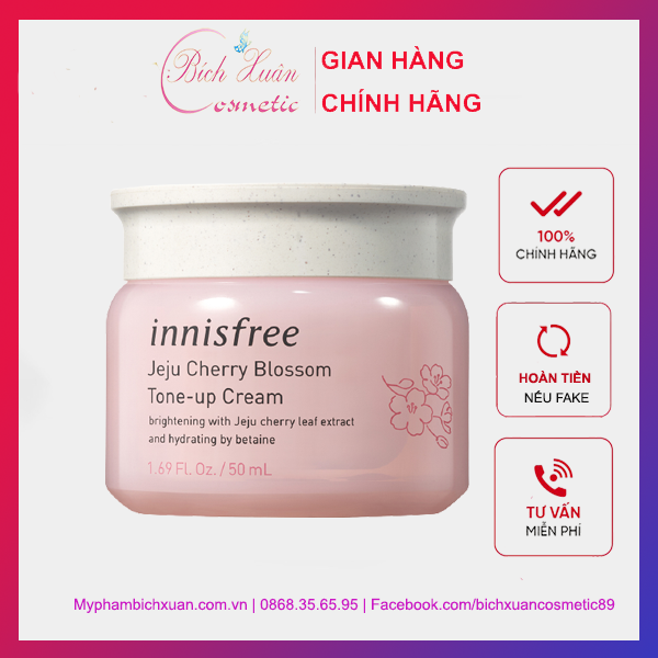 Kem Dưỡng Trắng Nâng Tông Da Chiết Xuất Hoa Anh Đào Innisfree Jeju Cherry Blossom Tone Up Cream 50ml