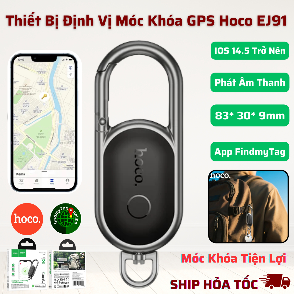  Thiết Bị Định Vị GPS Hoco E91J Định Vị Móc Khóa Chống Thất Lạc Theo Dõi Ô Tô Xe Máy Thú Cưng Trẻ Em 
