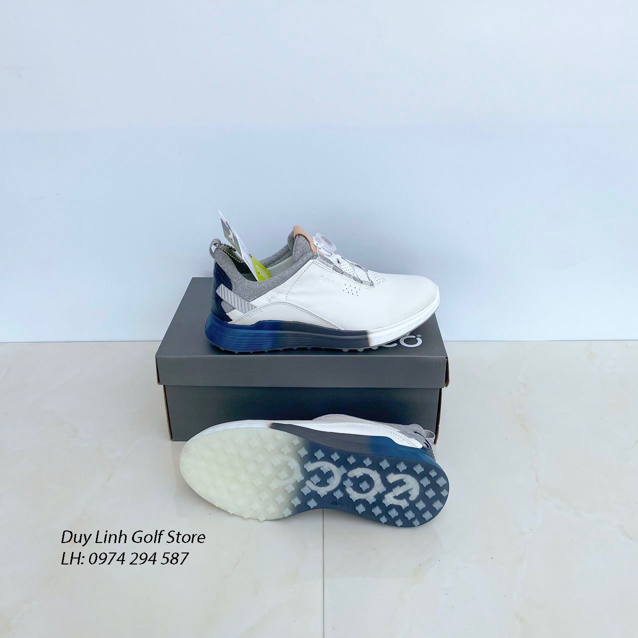 Giày golfer nam ecco BIOM B34 có nút vặn tiện lợi, chất liệu da PU mềm mại, chống thấm nước,êm chân. không trơn trượt, gôn