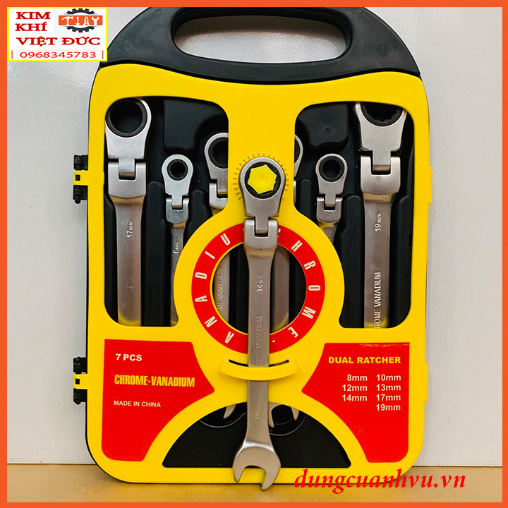 Bộ cờ lê tự động 7 chi tiết kiểu gật gù, cờ lê đa năng, bộ cờ lê tròng, bộ cờ lê tốt, bộ cà lê giá rẻ