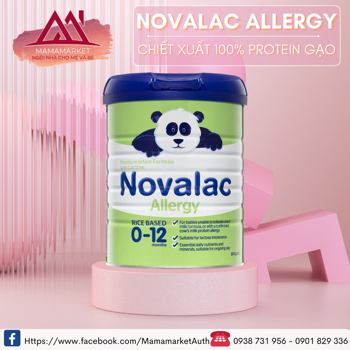 Sữa Novalac Allery Úc - Dành cho trẻ dị ứng đạm sữa bò 800gr