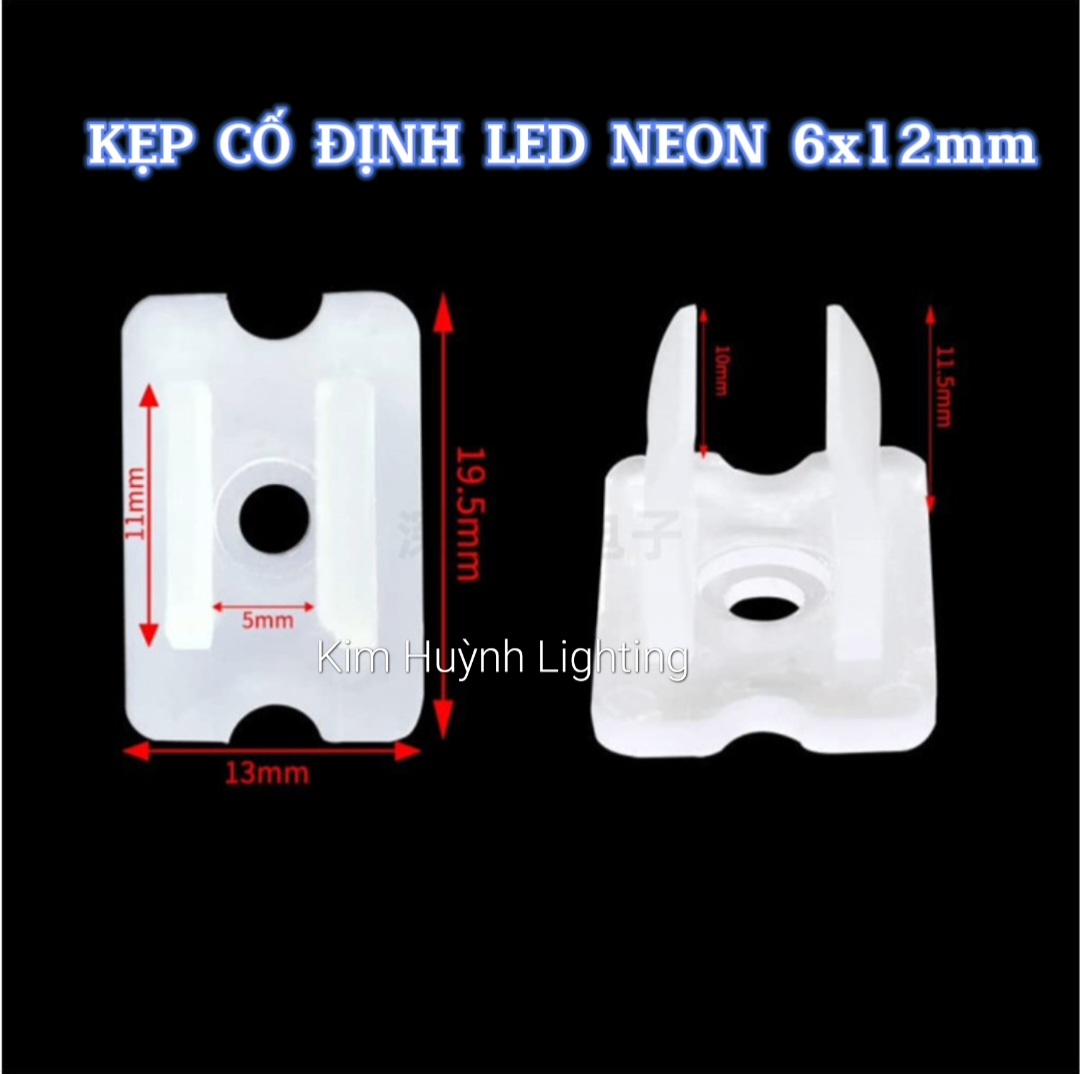 Kẹp nhựa pat cố định nẹp nhựa led dây neon 6x12mm, giá bán 1 cái