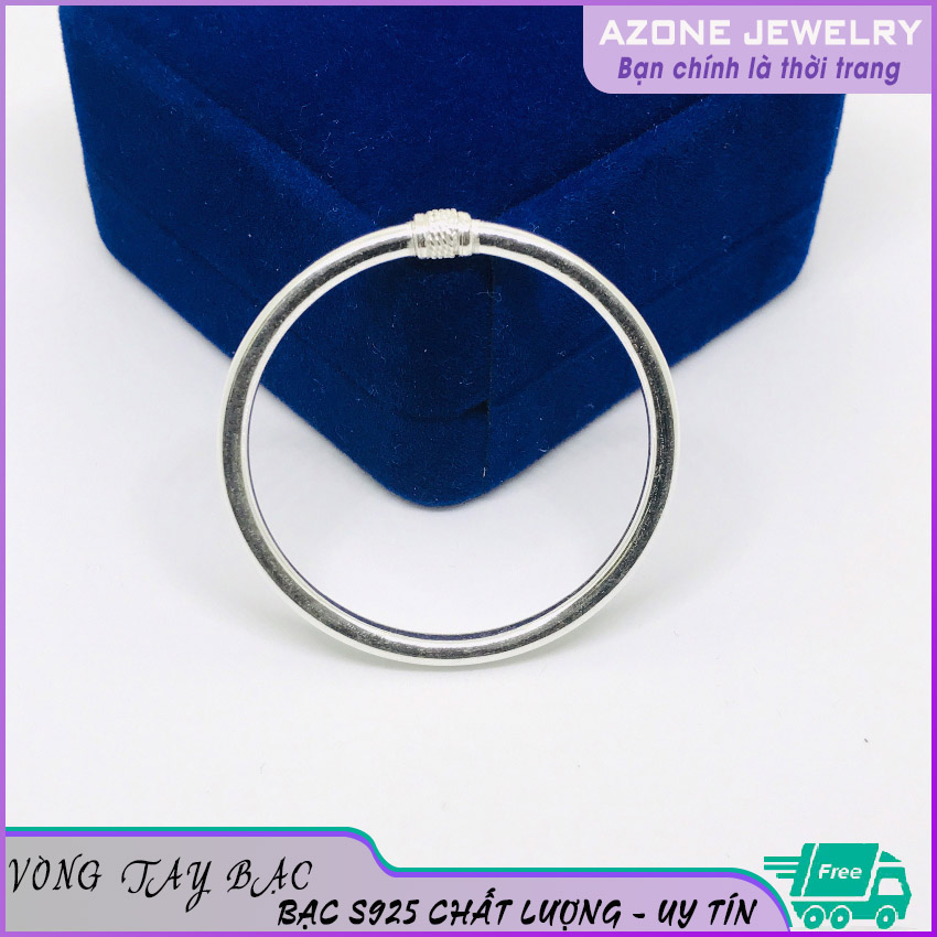 Vòng tay | Vòng tay bạc cho bé [FREESHIP] Bạc S925 Vòng cứng trơn giúp bảo vệ sức khỏe cho bé #AZVT002 - Azone 24h Vòng bạc cho bé Lắc tay cho bé