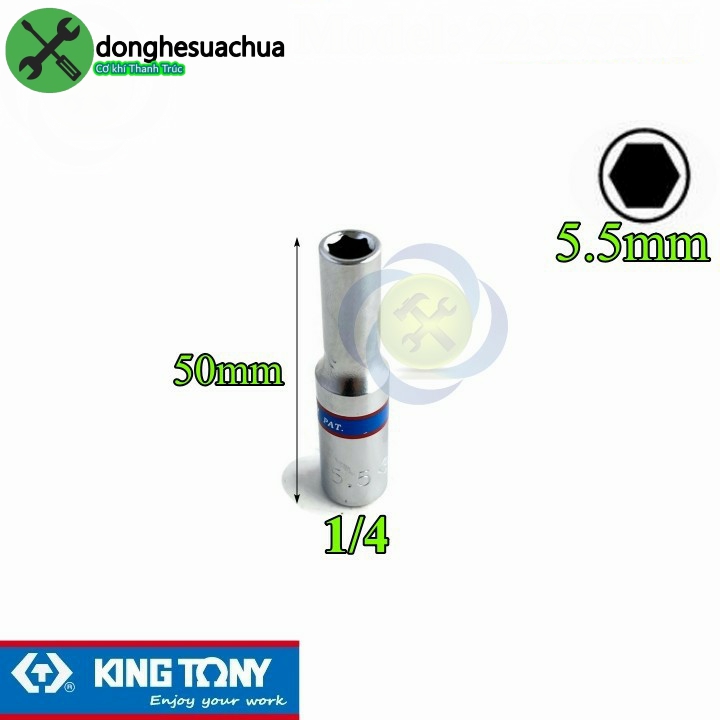 Tuýp 5.5mm loại 1/4 có 6 cạnh kingtony 223555m dài 50mm