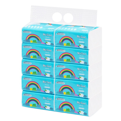 Giấy ăn cầu vồng MyLan siêu dai, mềm mịn, không tan trong nước 300 tờ/gói, 1 xách 10 gói
