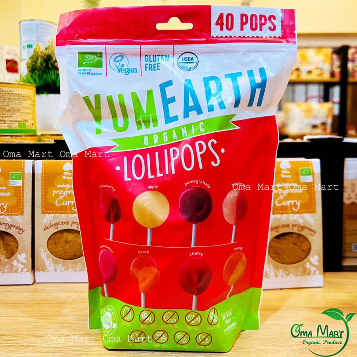 Kẹo mút trái cây 8 hương vị hữu cơ YumEarth