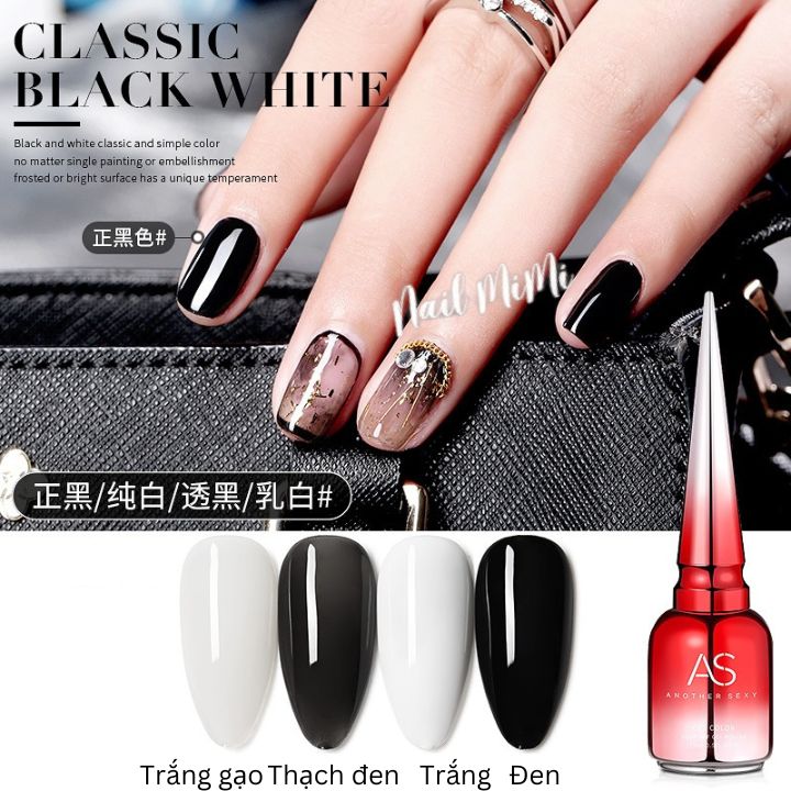 Sơn gel as trắng đen chai đỏ 15ml chính hãng
