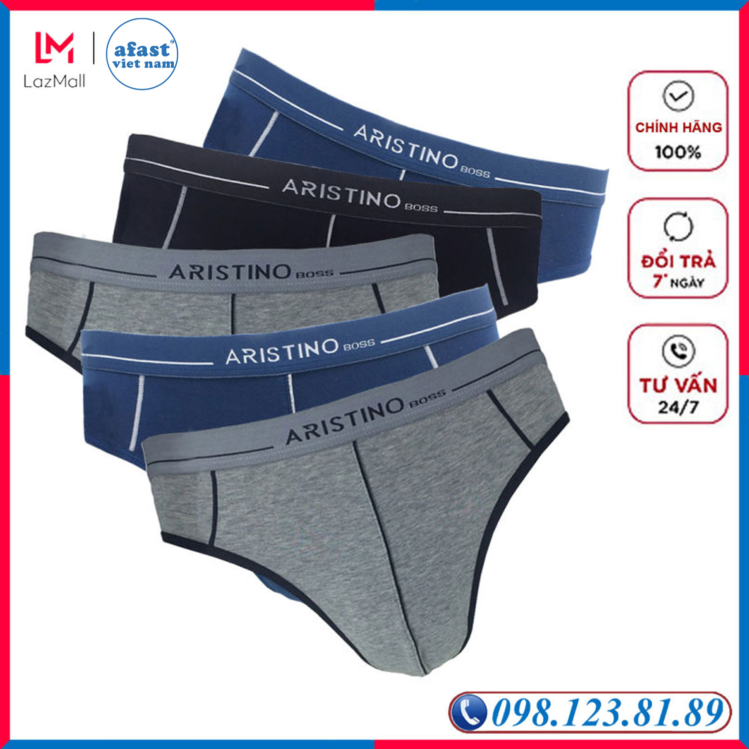 Combo 5 chiếc quần lót nam thời trang, cao cấp Aristino ABF16-15 - AFAST VIỆT NAM