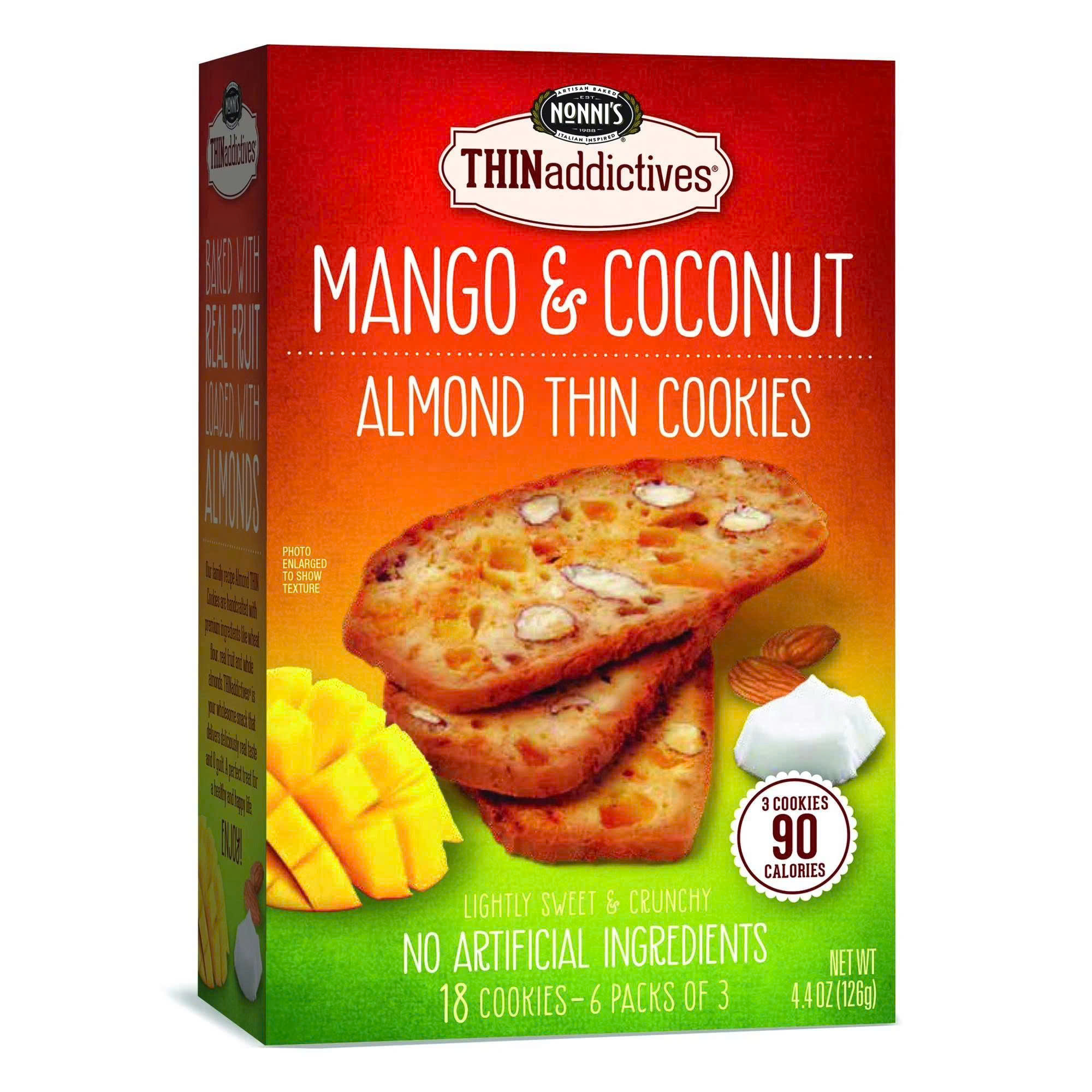 Bánh Hạnh Nhân Xoài Dừa Giòn Mỏng Nonni’s THINaddictives Mango Coconut Almond Thin Cookies  Mỹ