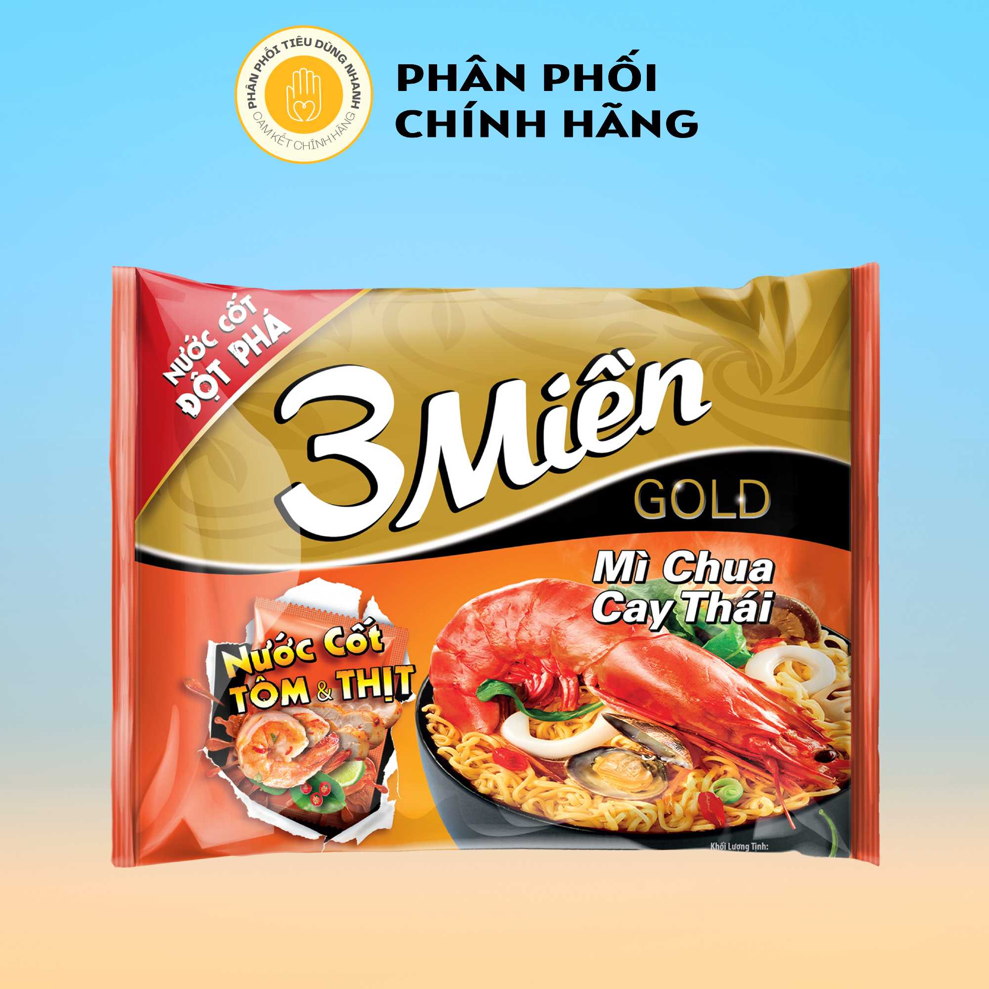 Mì ăn liền 3 miền vị chua cay thái gold 75g