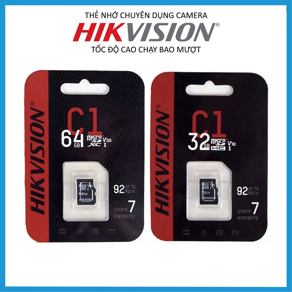 Thẻ Nhớ Camera Hikvision 32GB 64Gb Class 10 Box đen  Chuyên dùng cho