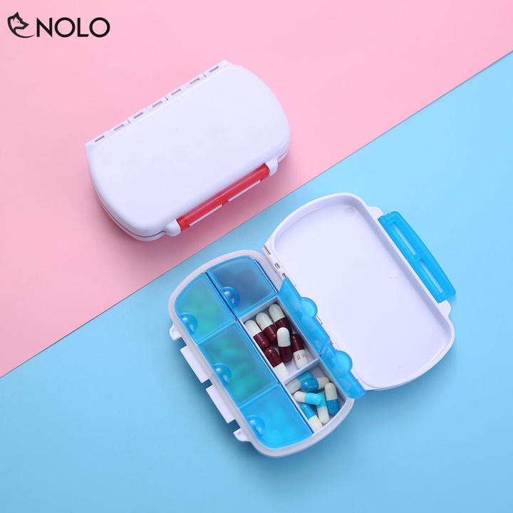 Combo 2 Hộp Chia Dược Phẩm Mini 6 Ngăn Với Nắp Chính Và Nắp Riêng Cho Từng Ngăn Chất Liệu Nhựa PP An Toàn