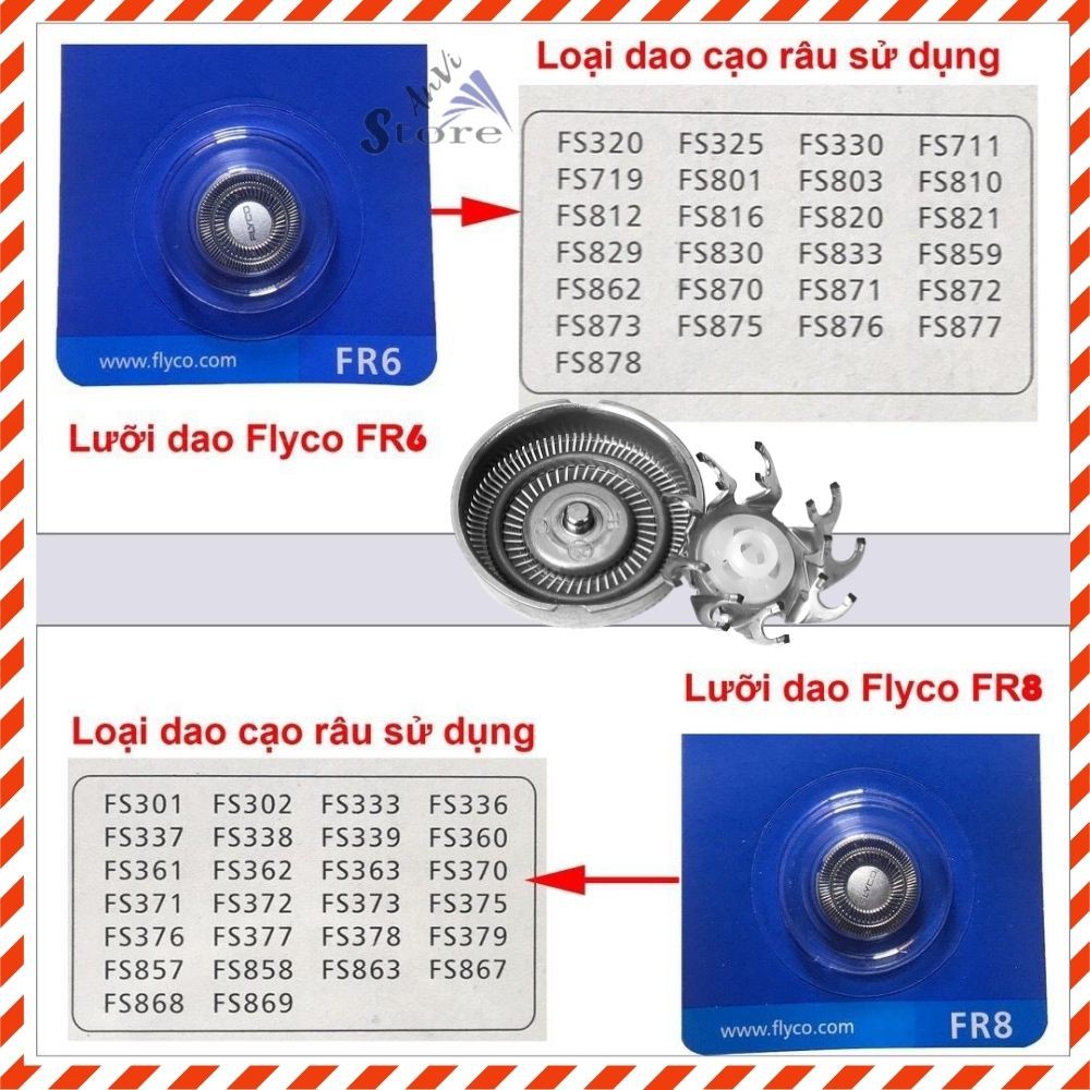 Lưỡi dao cạo râu FLYCO FR6, FR8 cao cấp thay thế cho tất cả các model dòng máy cạo râu FLYCO