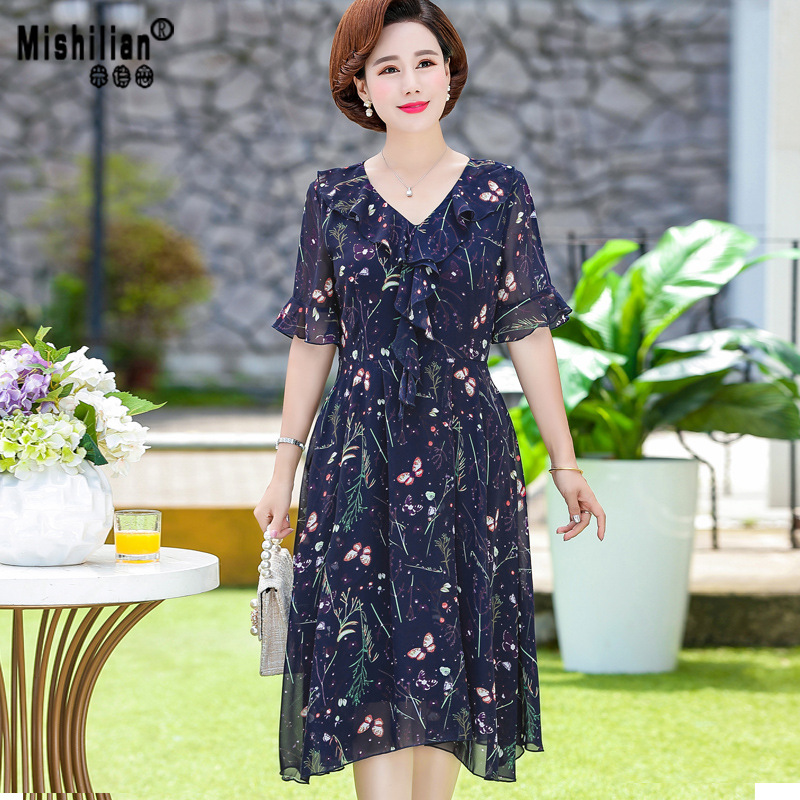 Đầm Hoa Trung Niên Che Bụng Cho Mẹ VH52 - Hàng Quảng Châu Cao Cấp.