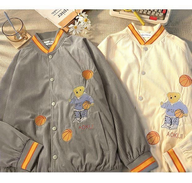 ÁO KHOÁC NHUNG BOMBER CÓ TÚI TRONG IN THÊU BÓNG RỔ PHONG CÁCH THỜI TRANG TRẺ TRUNG