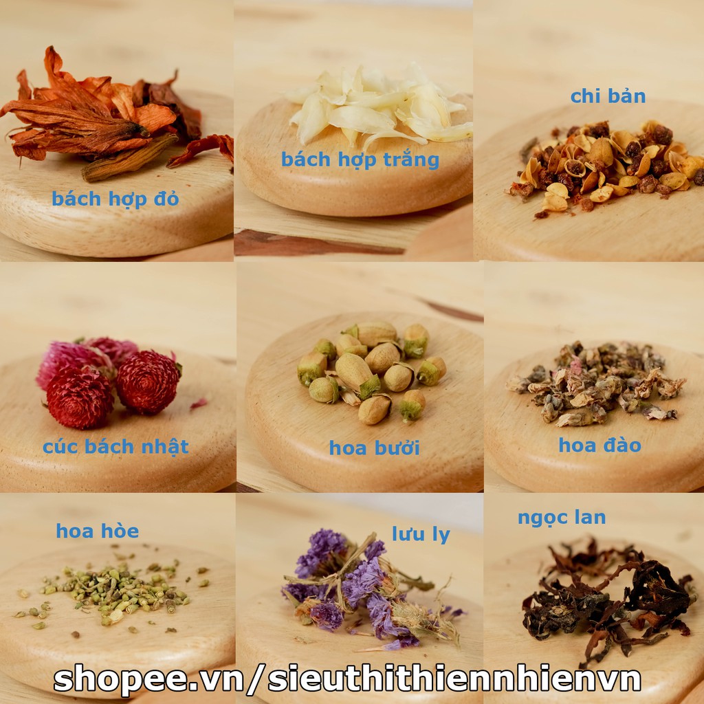 14 loại Trà hoa quả sấy khô gói nhỏ nguyên vị chi bản, cúc bách nhật, bách hợp, đào, tâm sen, sung, chanh, lê, lưu ly