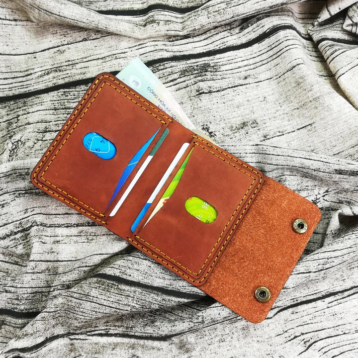 Ví nam mini nhiều ngăn handmade da bò thật nguyên miếng SVM3