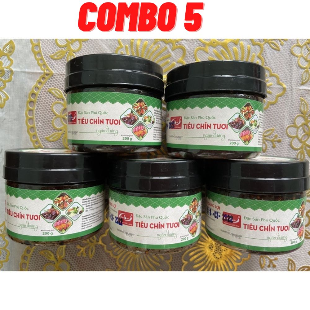 5 tiêu chín tươi ngào đường sáng lợi phú quốc hũ 200 gram