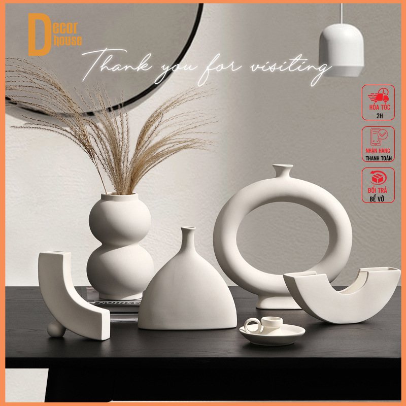 Bình hoa decor, Lọ hoa gốm, Bình hoa gốm trang trí phong cách đơn giản