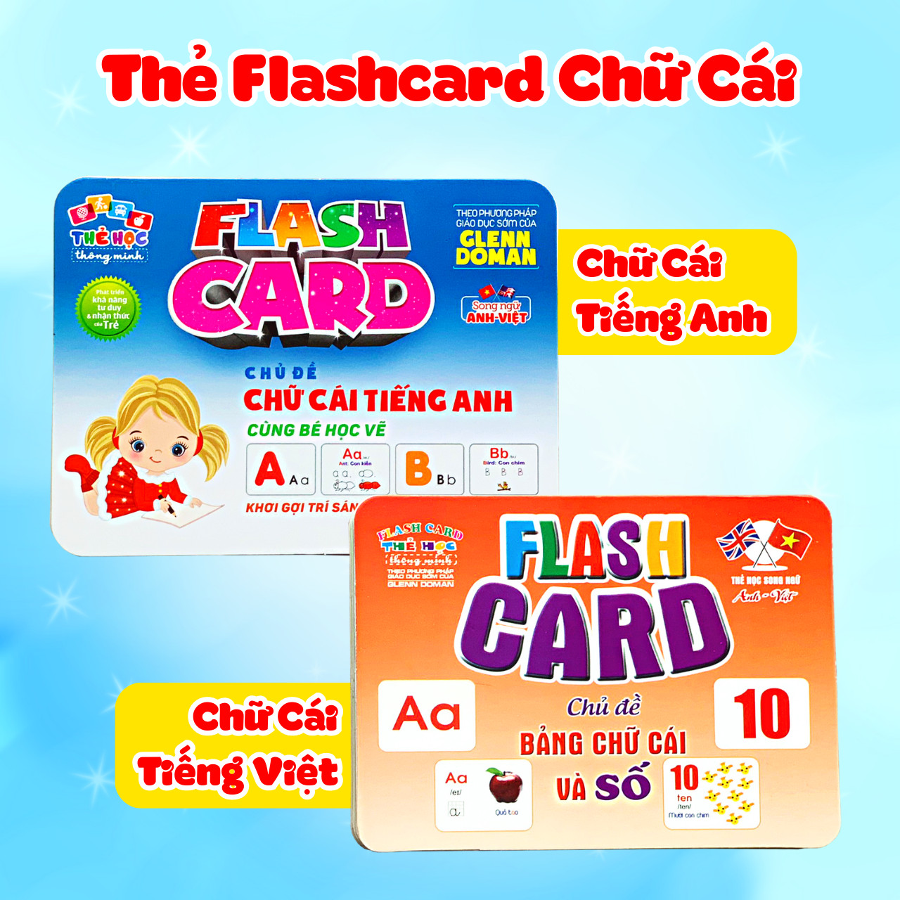Alphabet and number learning card set-woven English-Vietnamese smart pull