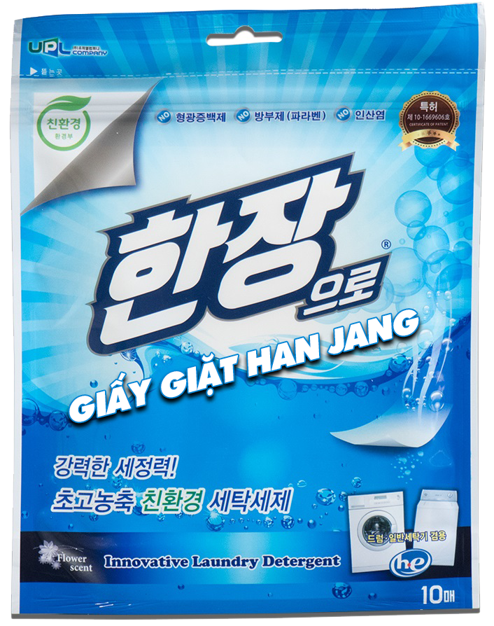 Han Jang - Giấy giặt Hàn Quốc Túi 10 tờ - Công nghệ giặt tẩy mới nhất