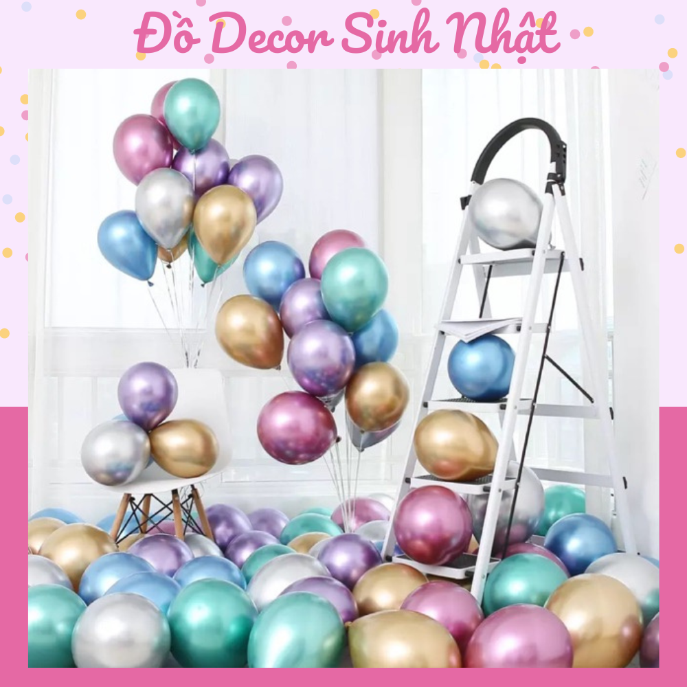 Combo 200 bóng bay trang trí sinh nhật màu nhũ bóng bay trang trí phòng cưới nhiều màu bb04