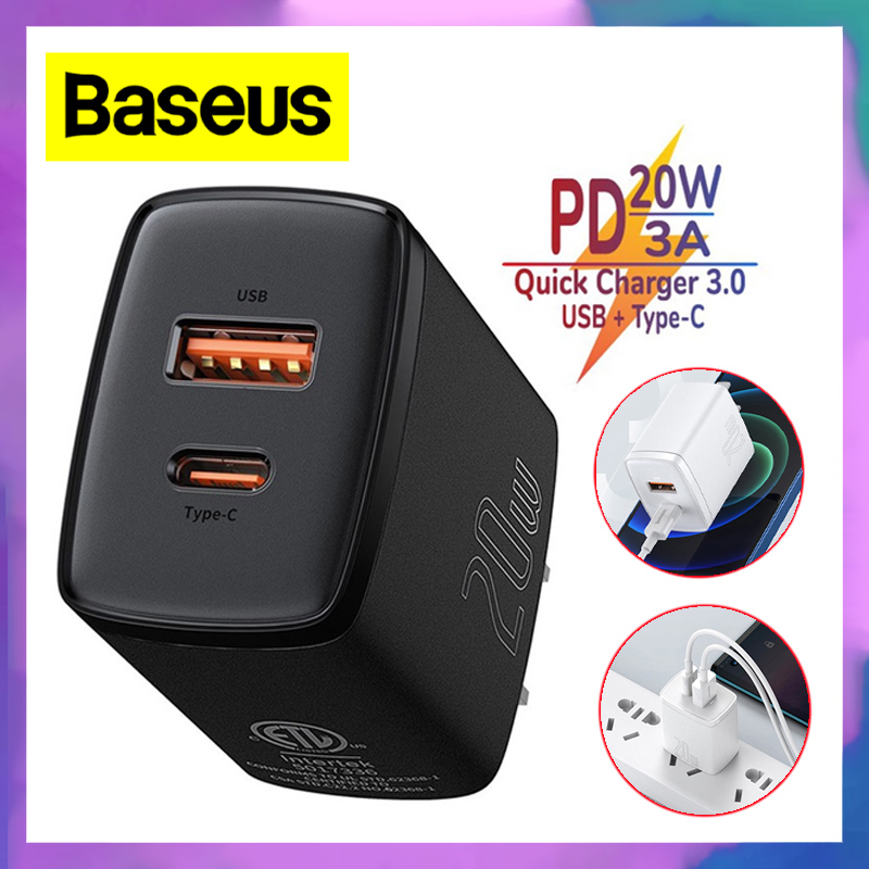 Củ sạc Baseus Compact 20w 2 cổng USB + Type C hỗ trợ sạc siêu nhanh PD , QC 3.0 - Hàng chính hãng, củ sạc nhanh, củ sạc 20w, cốc sạc iphone, cốc sạc samsung, sạc oppo, bộ sạc nhanh
