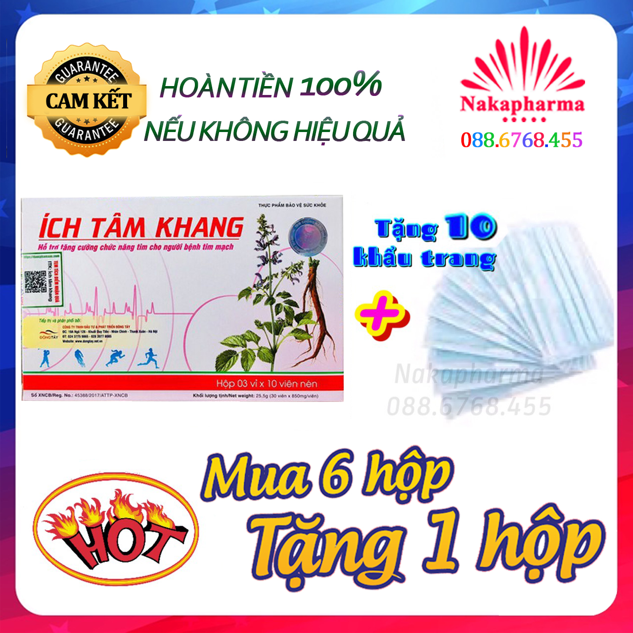 ✅ [6 TẶNG 1] Ích Tâm Khang – Ngừa suy tim, bệnh mạch vành, hở van tim, nhồi máu cơ tim, đau thắt ngực, bảo vệ tim mạch