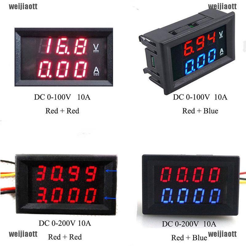 Đồng hồ đo vôn và ampe 100V 10A chất lượng cao, vôn kế ampe kế-ĐỎ xanh