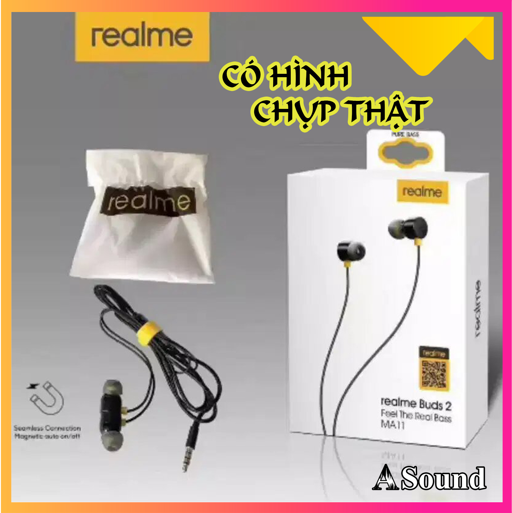 [HCM]Tai nghe dây REALME BUDS 2 MA11 chính hãng âm thanh hay siêu bền cực gọn đẹp