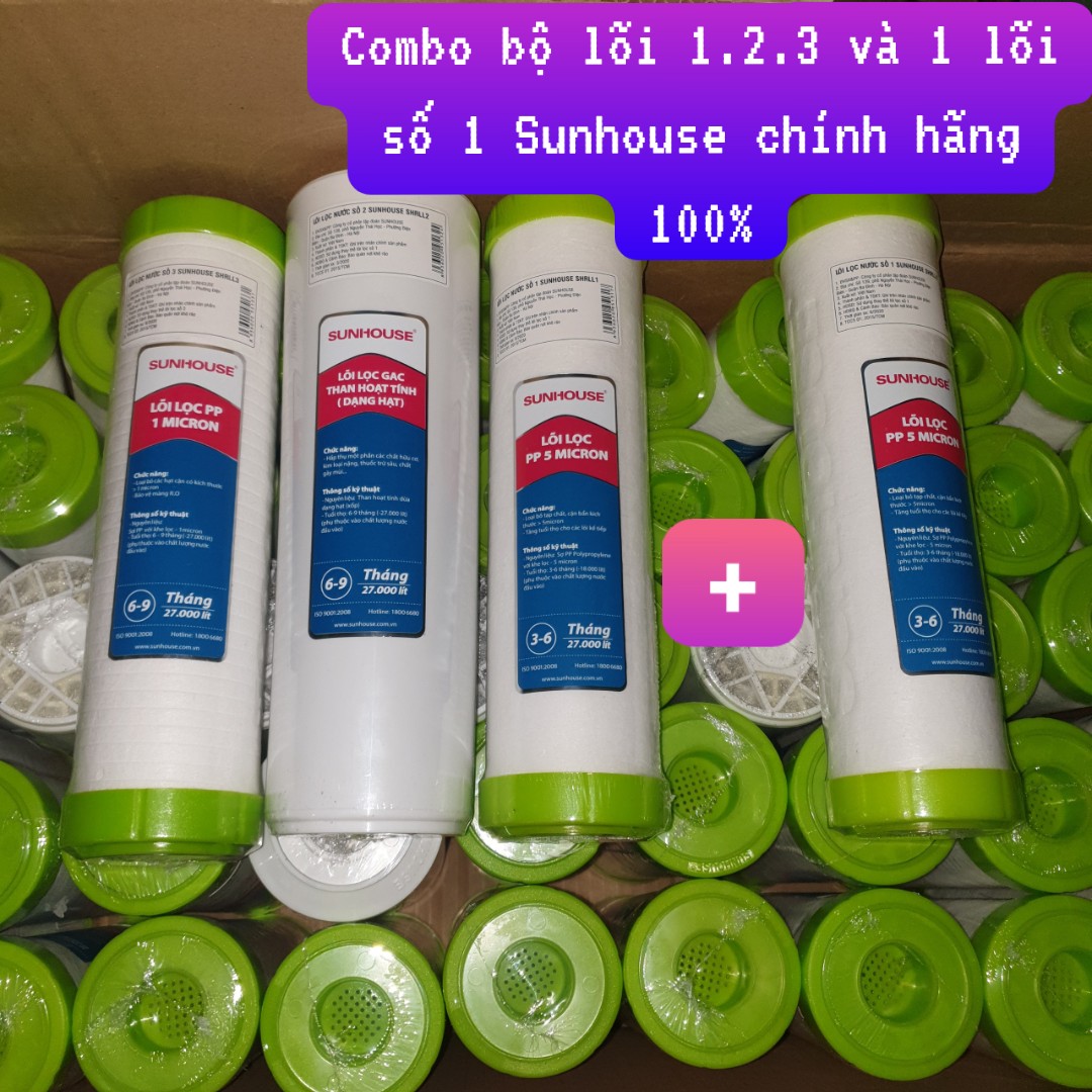 Bộ 3 lõi lọc nước Sunhouse 1,2,3 + 1 lõi lọc nước số 1 sunhouse