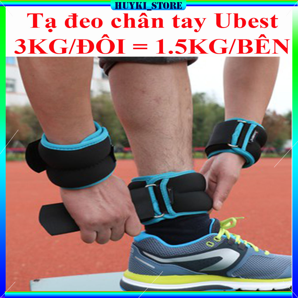 Tạ chân 3KG/Đôi | Tạ đeo chân 3KG/Đôi  | Tạ đeo chân tay HUYKI thế hệ 4.0 - Chất liệu bi thép ko gỉ + vải thun thấm hút mồ hôi co giãn 4 chiều, Bảo Hành 6 tháng