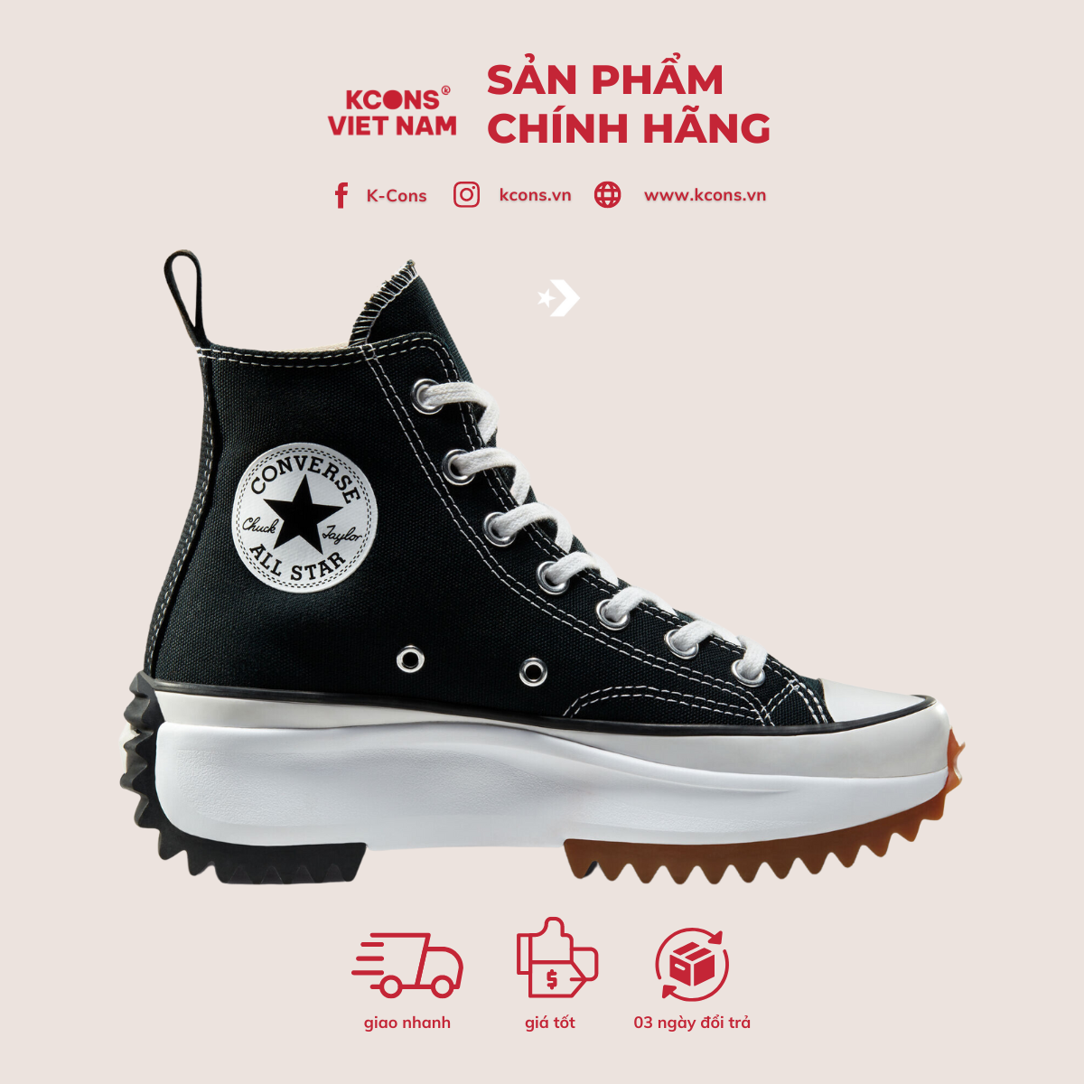 Run star hike canvas high | giày converse thể thao cao cổ 166800c