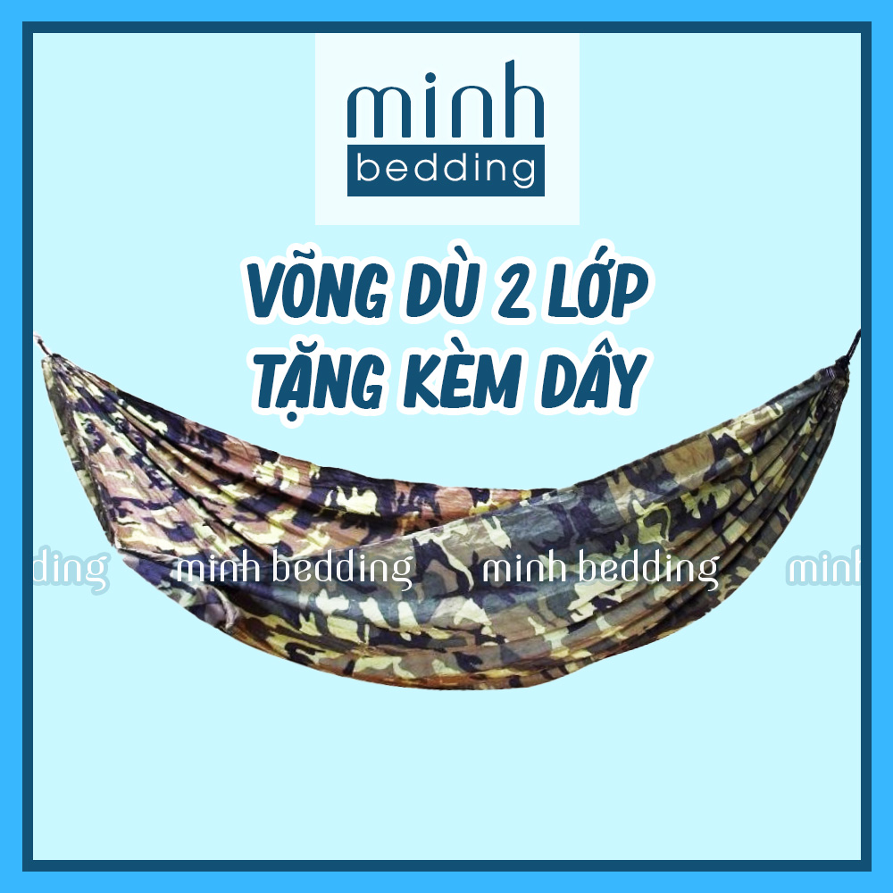 Võng dù rằn ri 2 lớp mát lạnh Minh Bedding, tặng kèm dây
