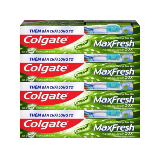 Kem đánh răng Colgate MaxFresh Trà Xanh 225g tặng Bàn chải