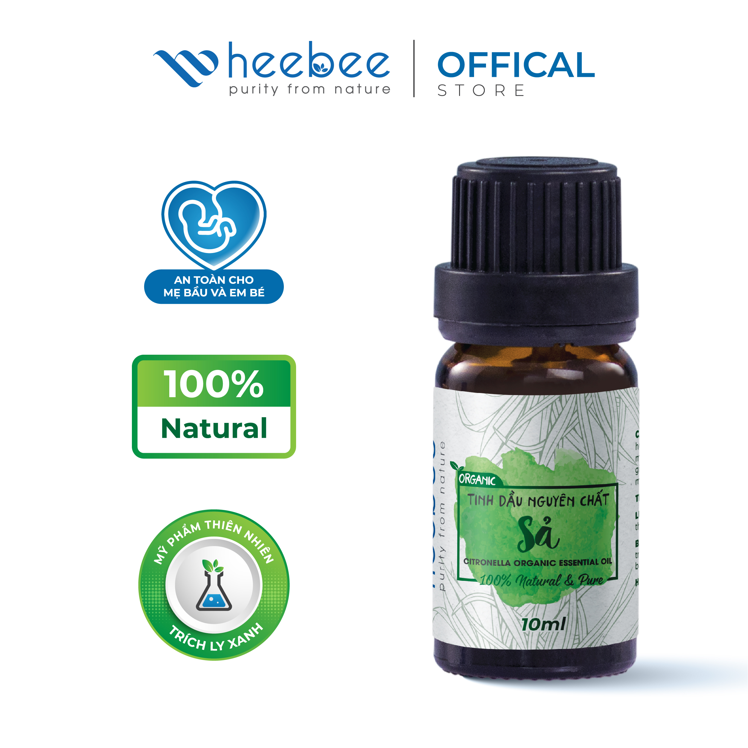 Tinh dầu Sả Heebee chiết xuất từ 100% sả thiên nhiên, nguyên chất 10ml