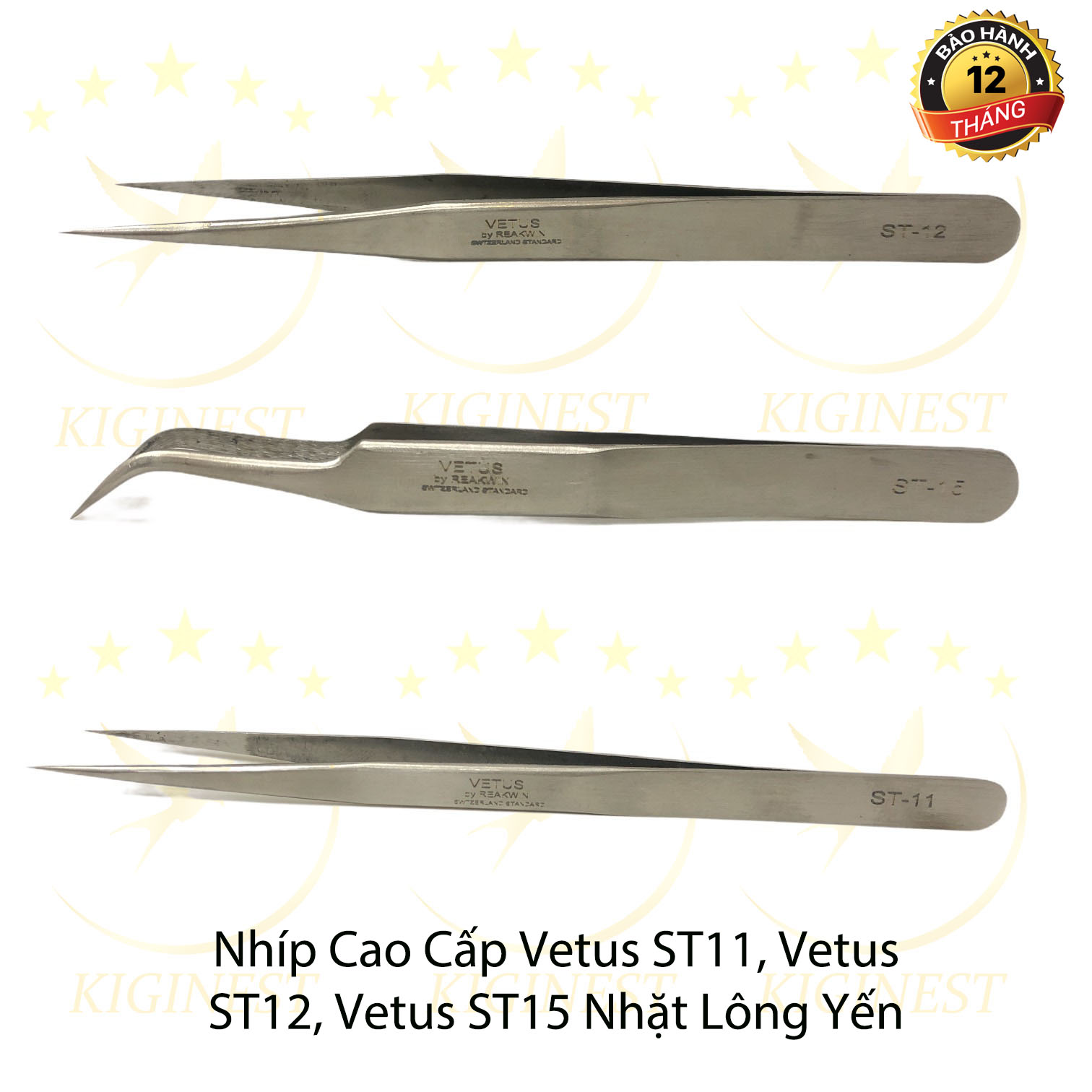 NHÍP THỢ VETUS CHUYÊN  NHẶT LÔNG YẾN, NỐI MI VÀ GẮP LINH KIỆN ĐIỆN TỬ: ST11, ST12, ST15 CHẤT LƯỢNG - ĐẦU SIÊU NHỌN
