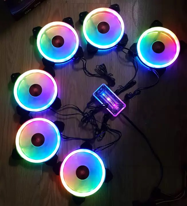 Bộ kit 4 fan led rgb v2 coolmoon - có hub rgb