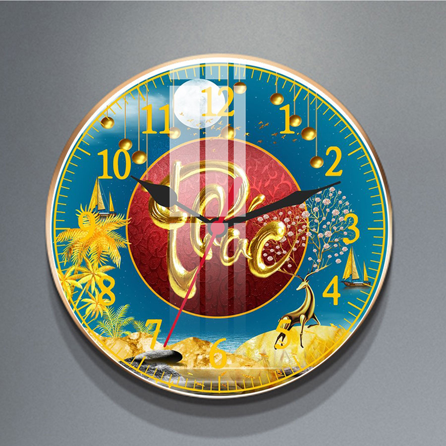 [NHIỀU MẪU] - Đồng Hồ Treo Tường Tráng Gương Chữ Thư Pháp