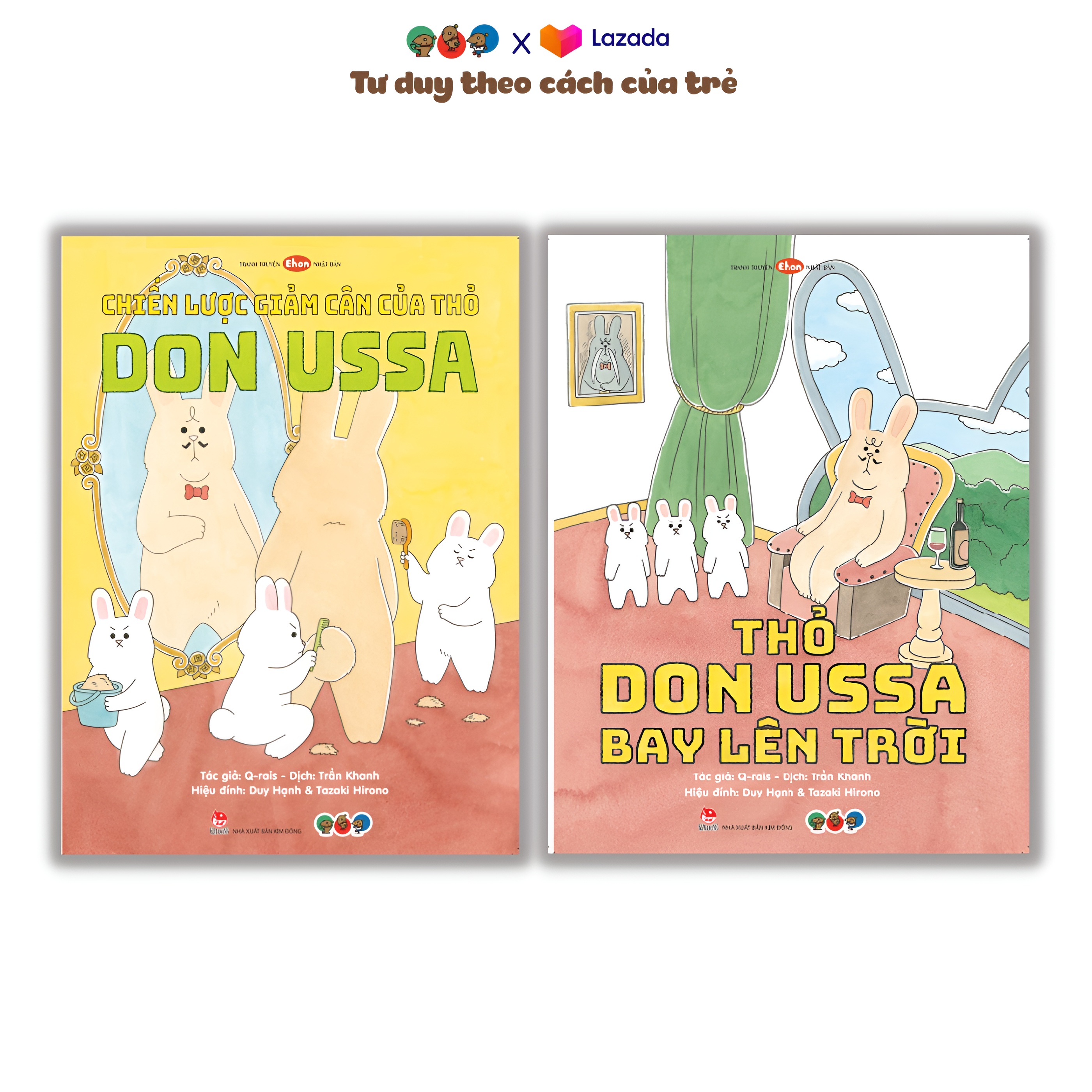 Sách Ehon Phát triển tư duy cho bé 3 6 tuổi - Combo Thỏ Don Ussa (Tranh truyện ehon Nhật Bản cho bé)