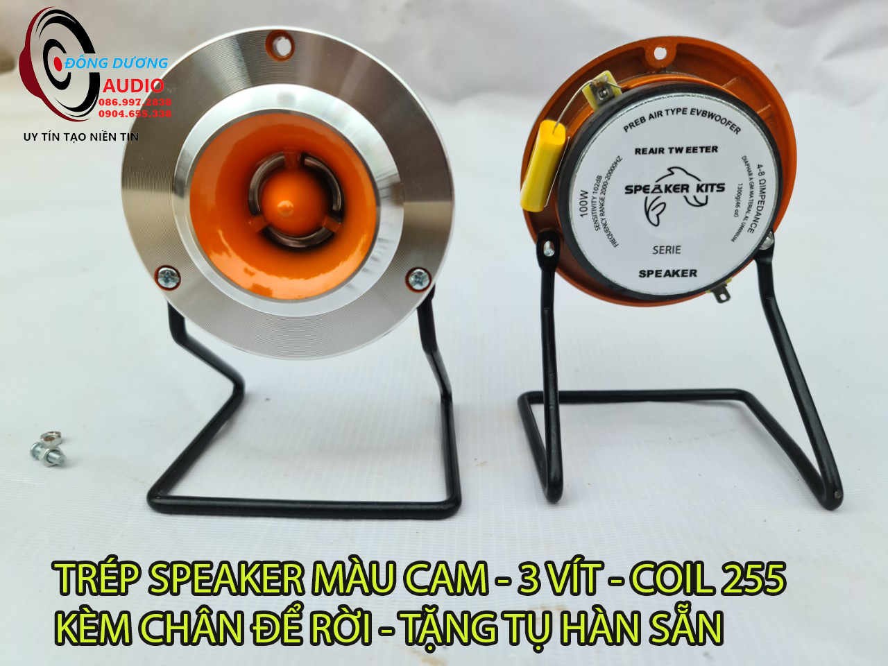 Combo 1 củ loa treble rời pioneer mặt cam kèm chân đế và tụ 3,3mf xịn