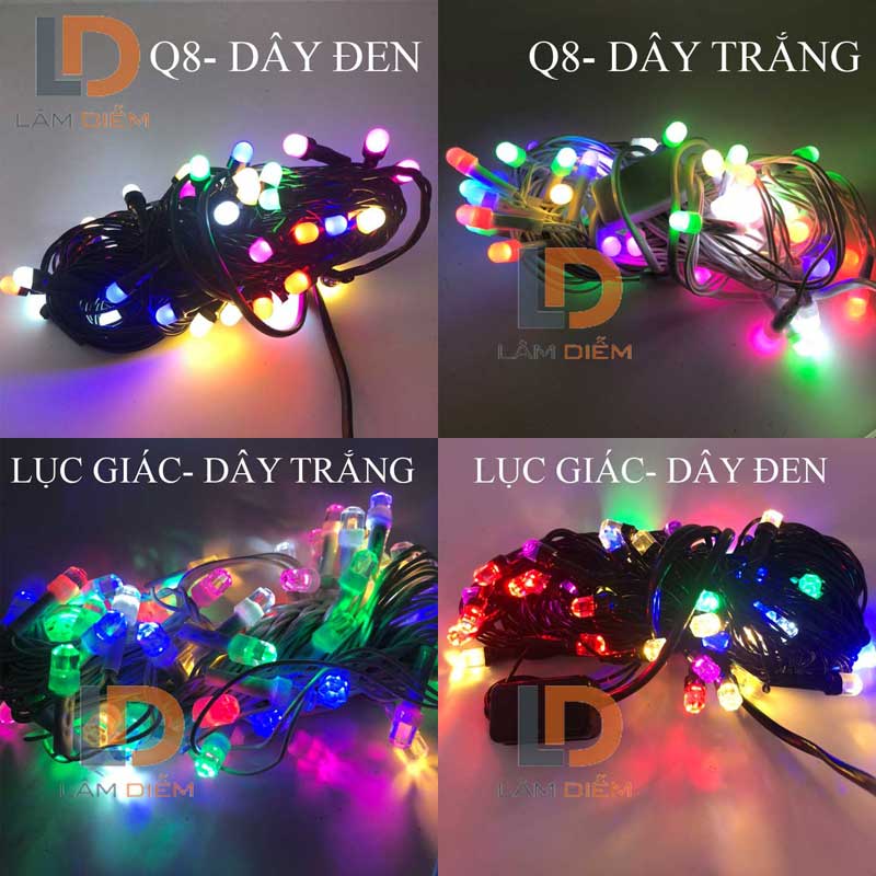 DÂY ĐÈN LED DÀI 7M BÓNG LỚN KHÔNG CHỚP CÓ ĐỦ MÀU TRANG TRÍ NOEL LỄ TẾT