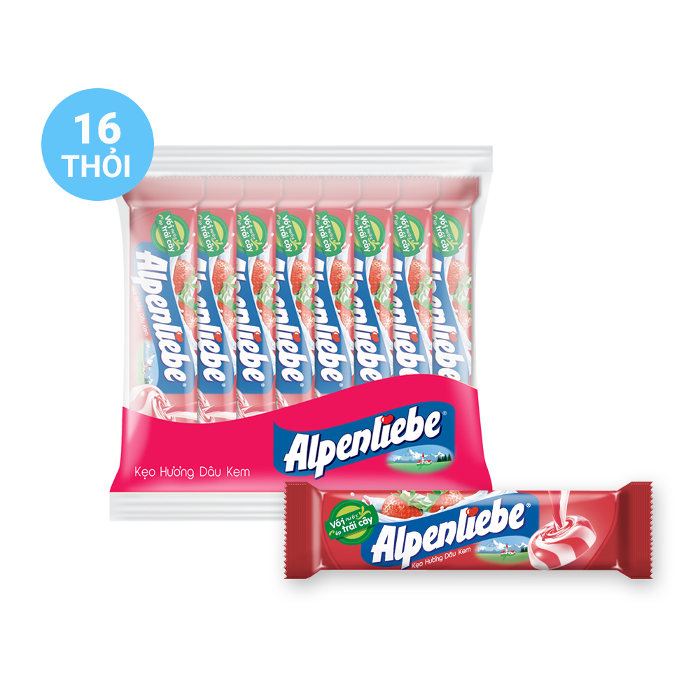 Kẹo Alpenliebe Hương Dâu Kem (Gói 16 Thỏi)