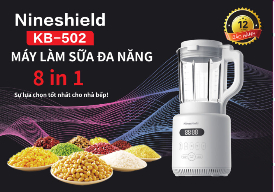 Máy xay nấu máy làm sữa hạt Nineshield 8 trong 1 Tiếng việt Bảo hành 12 Tháng
