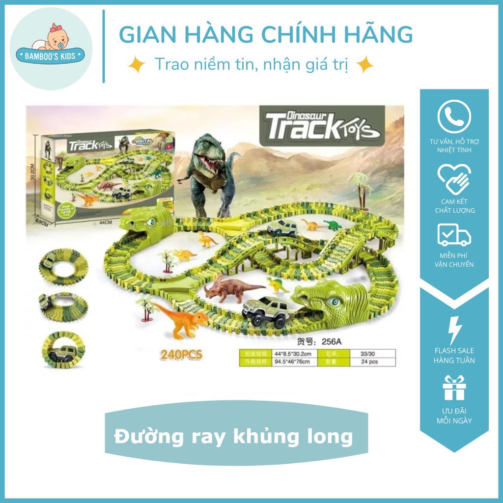 Đường ray khủng long - đồ chơi xếp hình đường ray khủng long chạy ô tô - BamBoo's Kids