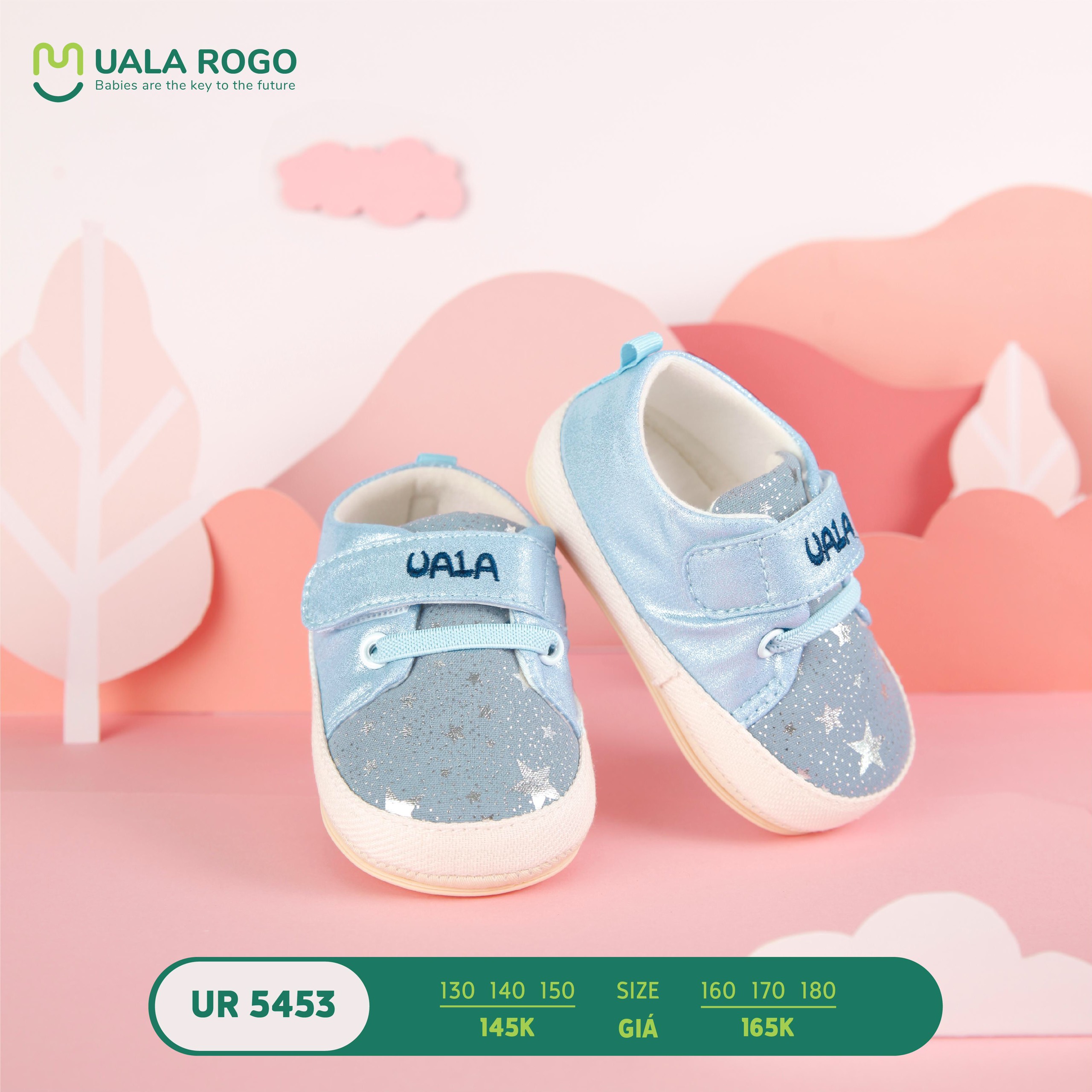 [UALA ROGO] Giầy tập đi mềm mại, êm chân chống trượt cho bé màu ánh kim hãng UALA ROGO 5453 mới nhất năm 2021
